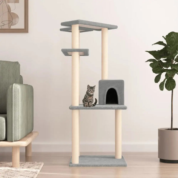 Vidaxl cat tree with sisal scratching posts light grey 123