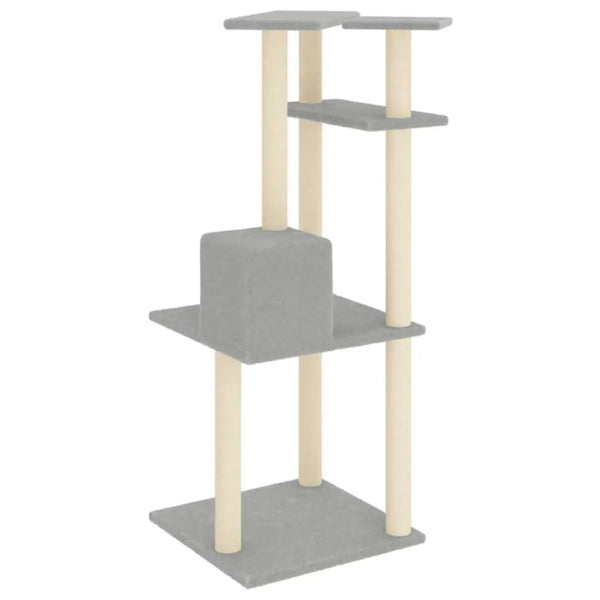 Vidaxl cat tree with sisal scratching posts light grey 123