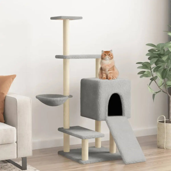 Vidaxl cat tree with sisal scratching posts light grey