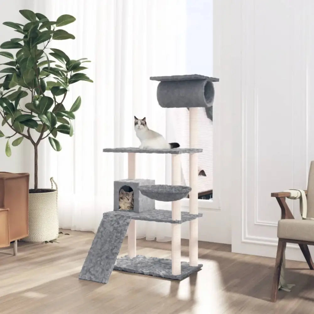 Vidaxl cat tree with sisal scratching posts light grey 131