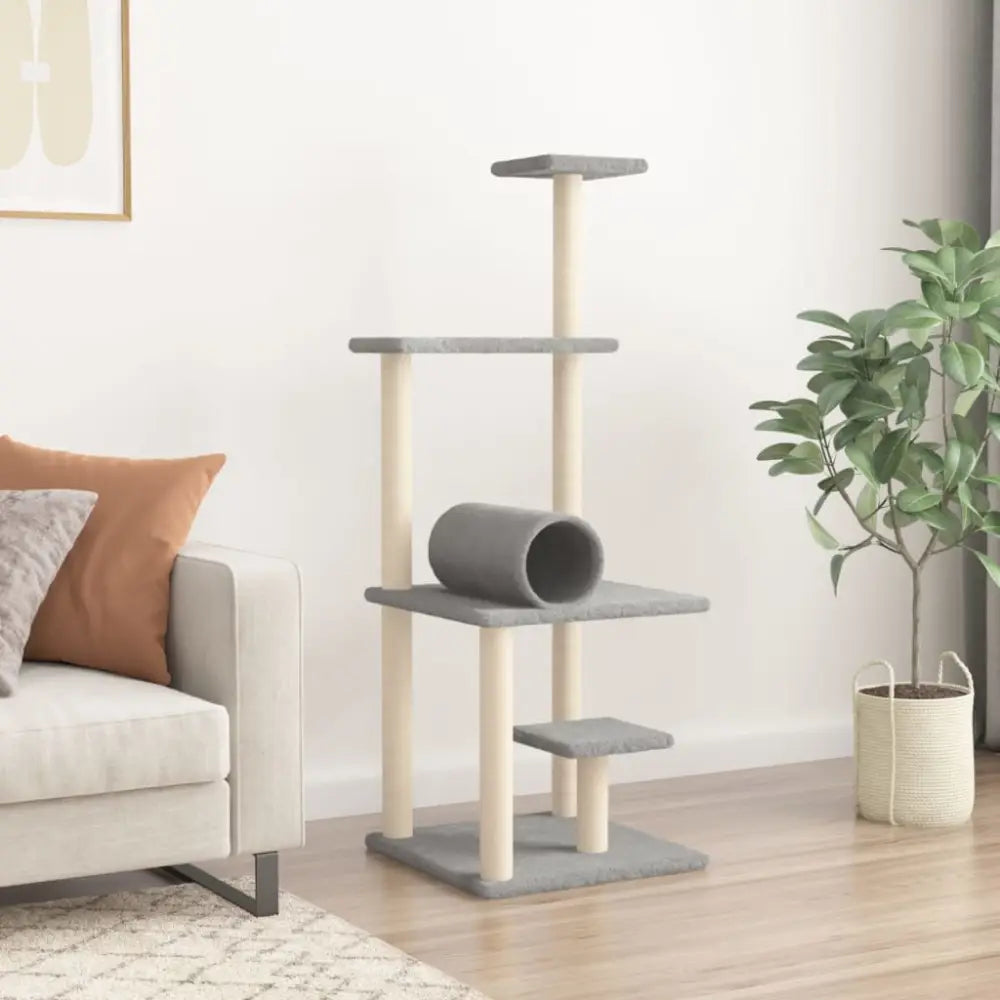 Vidaxl cat tree with sisal scratching posts light grey 136