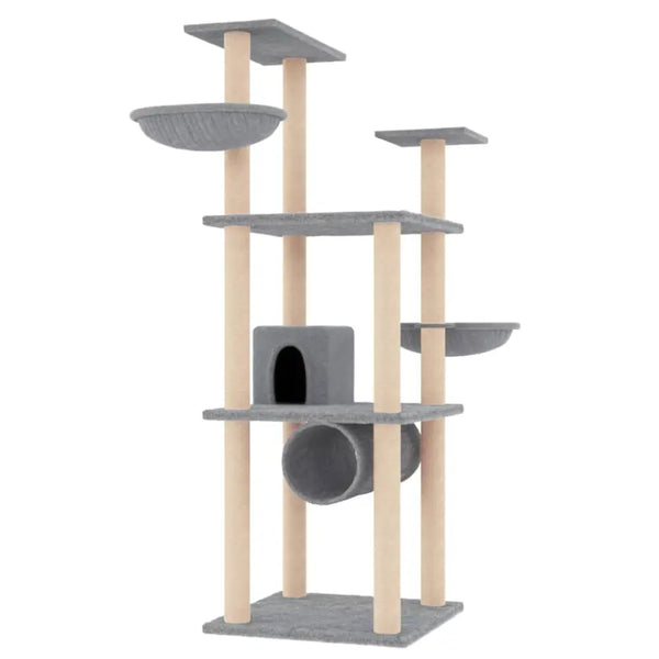 Vidaxl cat tree with sisal scratching posts light grey 141