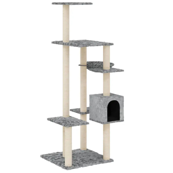 Vidaxl cat tree with sisal scratching posts light grey 142