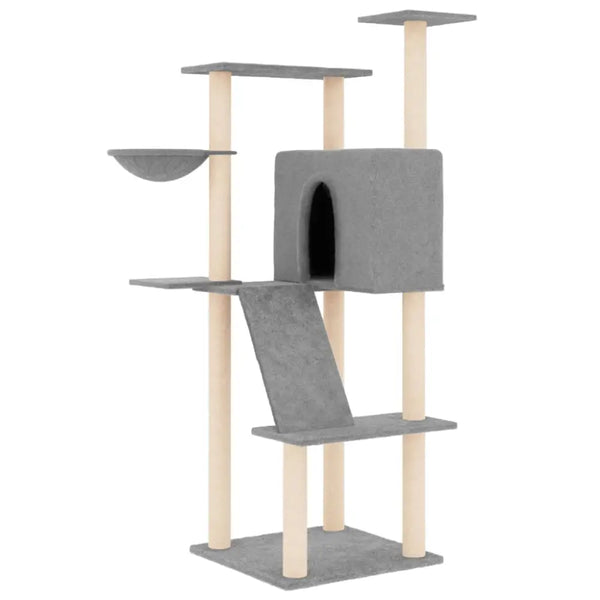 Vidaxl cat tree with sisal scratching posts light grey 143