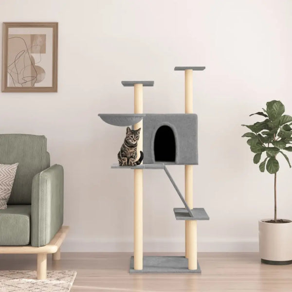 Vidaxl cat tree with sisal scratching posts light grey 143