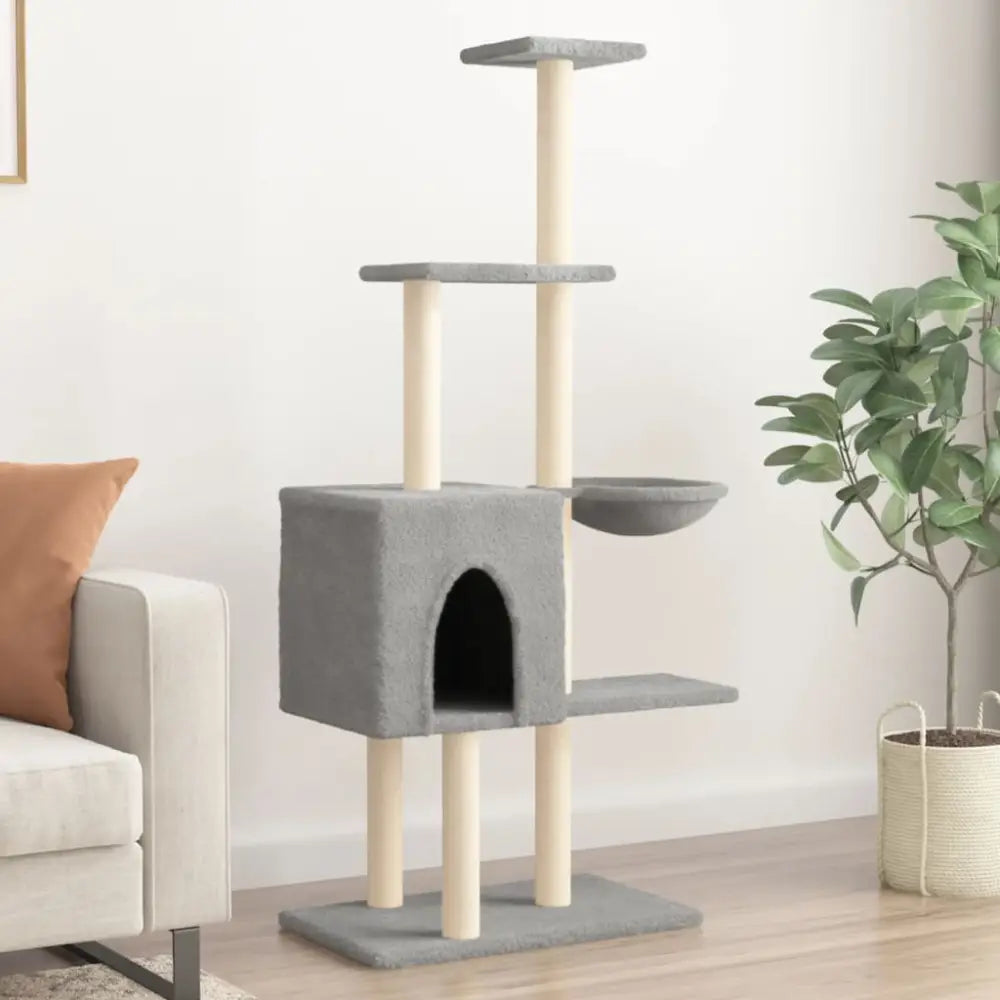 Vidaxl cat tree with sisal scratching posts light grey 145