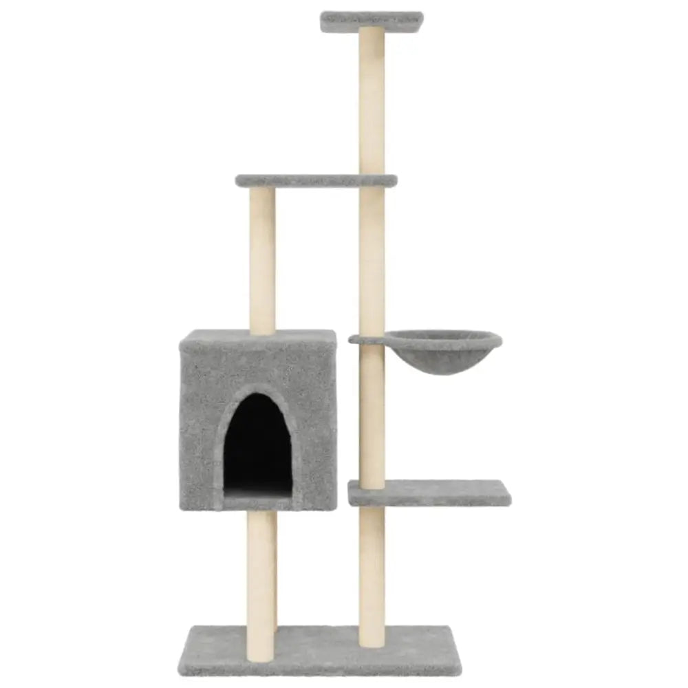 Vidaxl cat tree with sisal scratching posts light grey 145