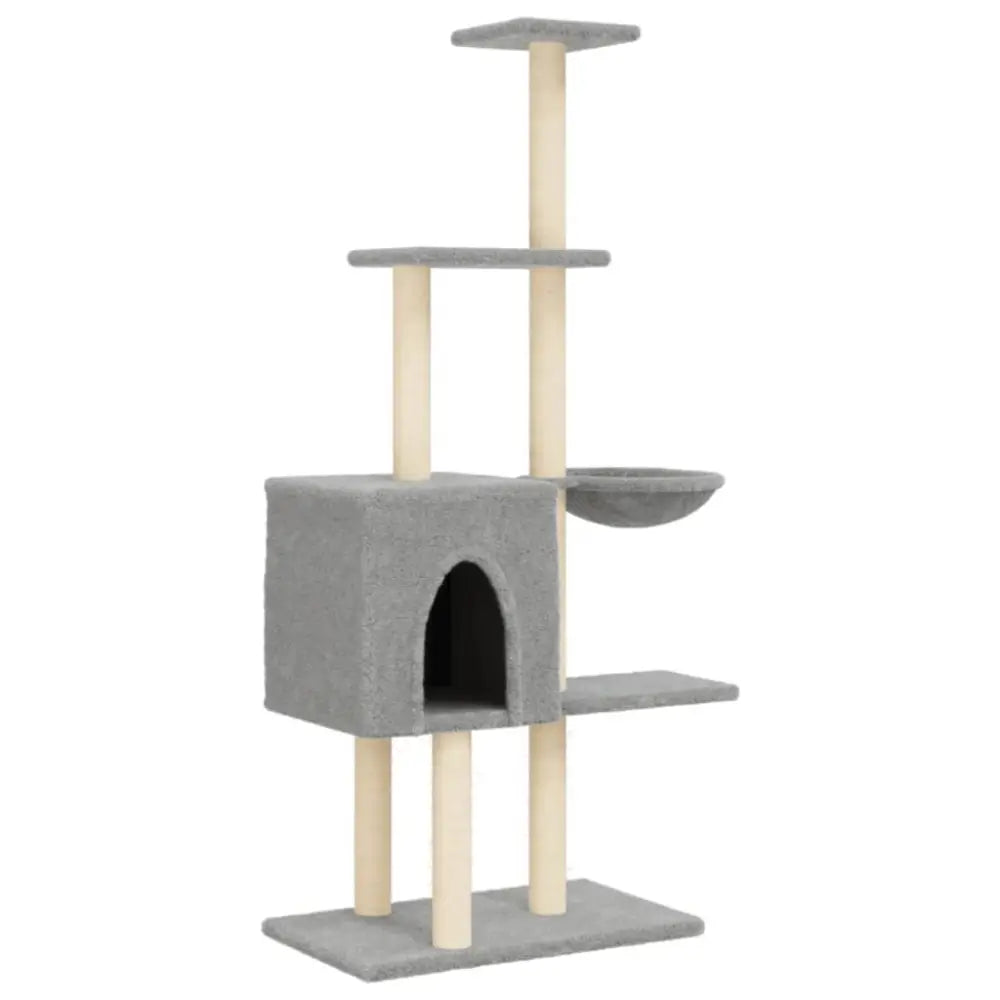 Vidaxl cat tree with sisal scratching posts light grey 145