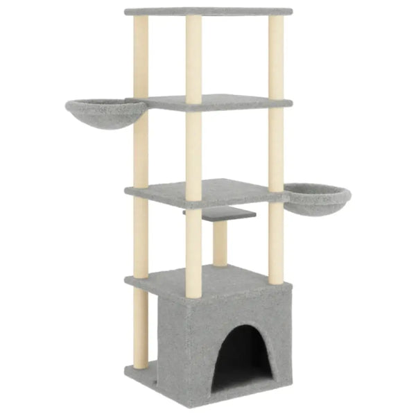 Vidaxl cat tree with sisal scratching posts light grey 147