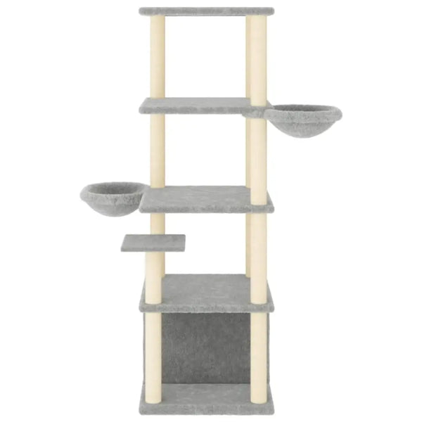 Vidaxl cat tree with sisal scratching posts light grey 147