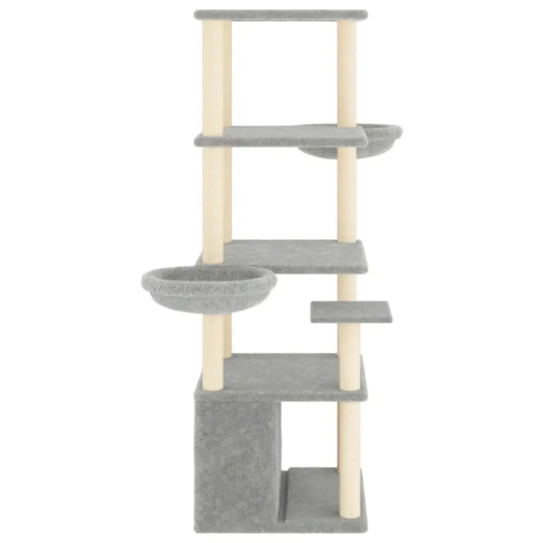 Vidaxl cat tree with sisal scratching posts light grey 147