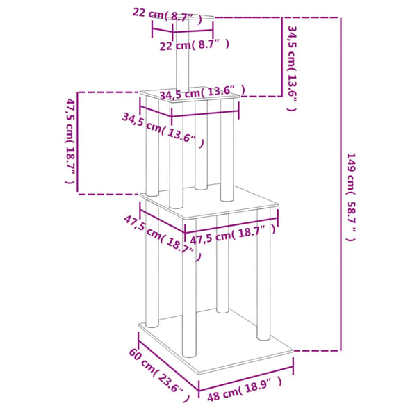 Vidaxl cat tree with sisal scratching posts light grey 149