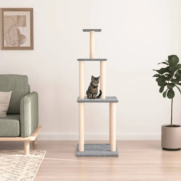 Vidaxl cat tree with sisal scratching posts light grey 149