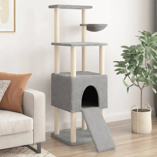 Vidaxl cat tree with sisal scratching posts light grey 153