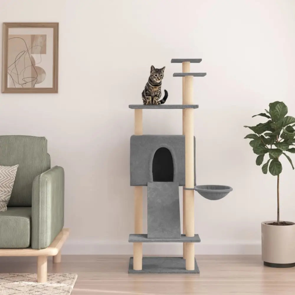 Vidaxl cat tree with sisal scratching posts light grey 153