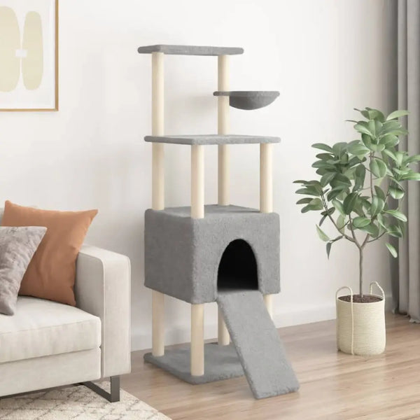 Vidaxl cat tree with sisal scratching posts light grey 153