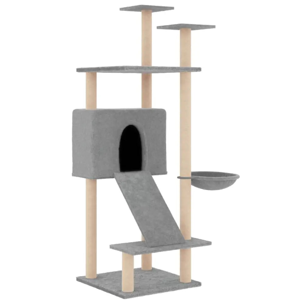 Vidaxl cat tree with sisal scratching posts light grey 153