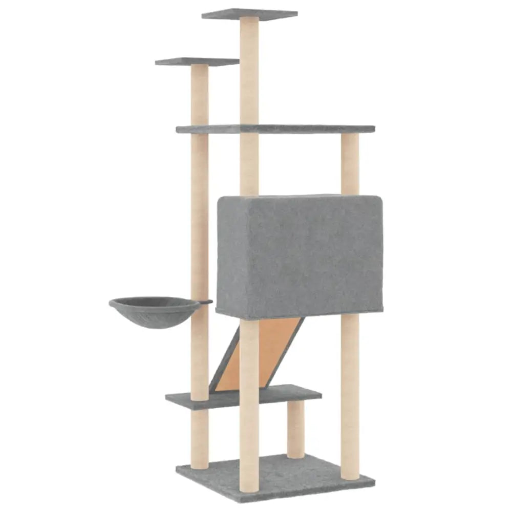 Vidaxl cat tree with sisal scratching posts light grey 153