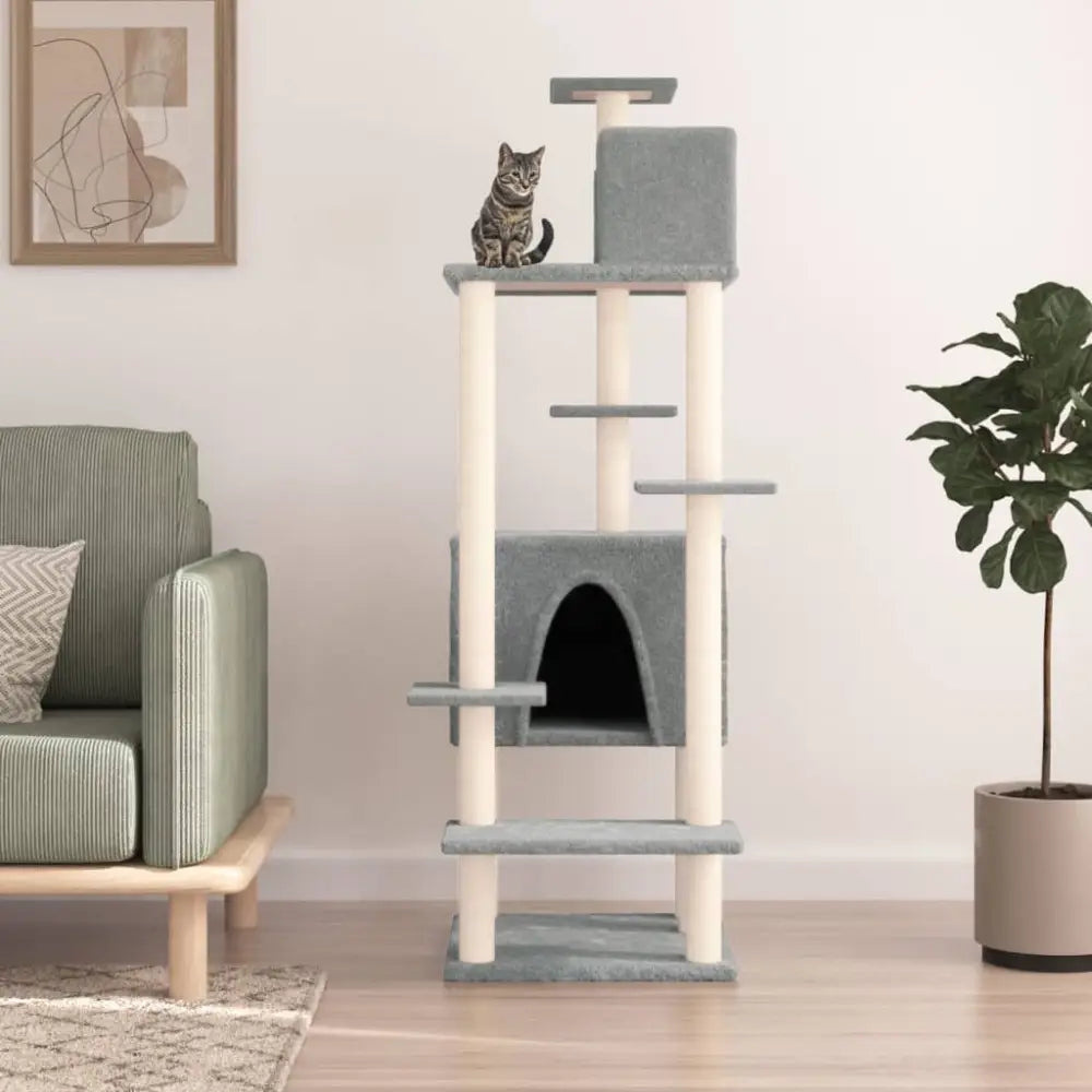 Vidaxl cat tree with sisal scratching posts light grey 154