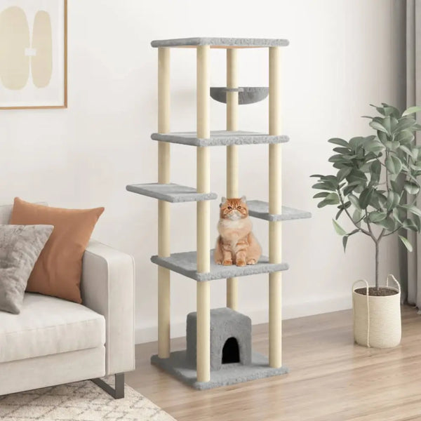 Vidaxl cat tree with sisal scratching posts light grey 154