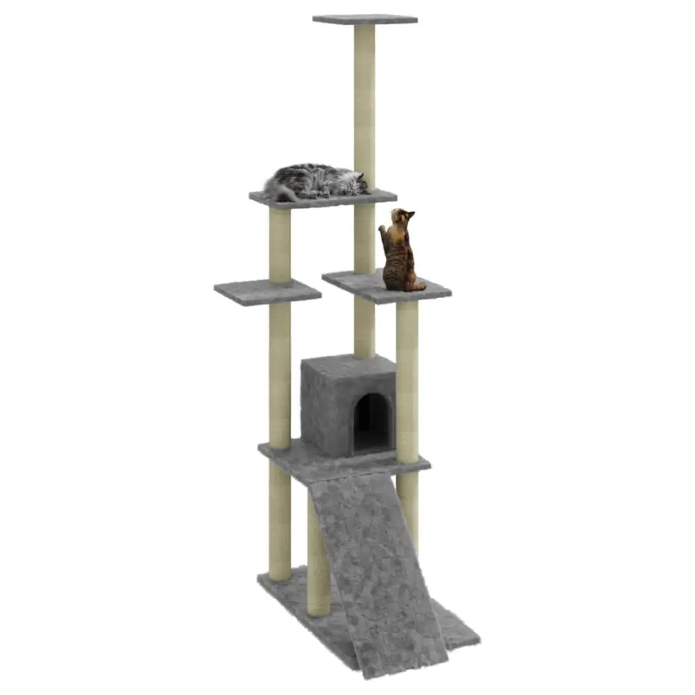 Vidaxl cat tree with sisal scratching posts light grey 155