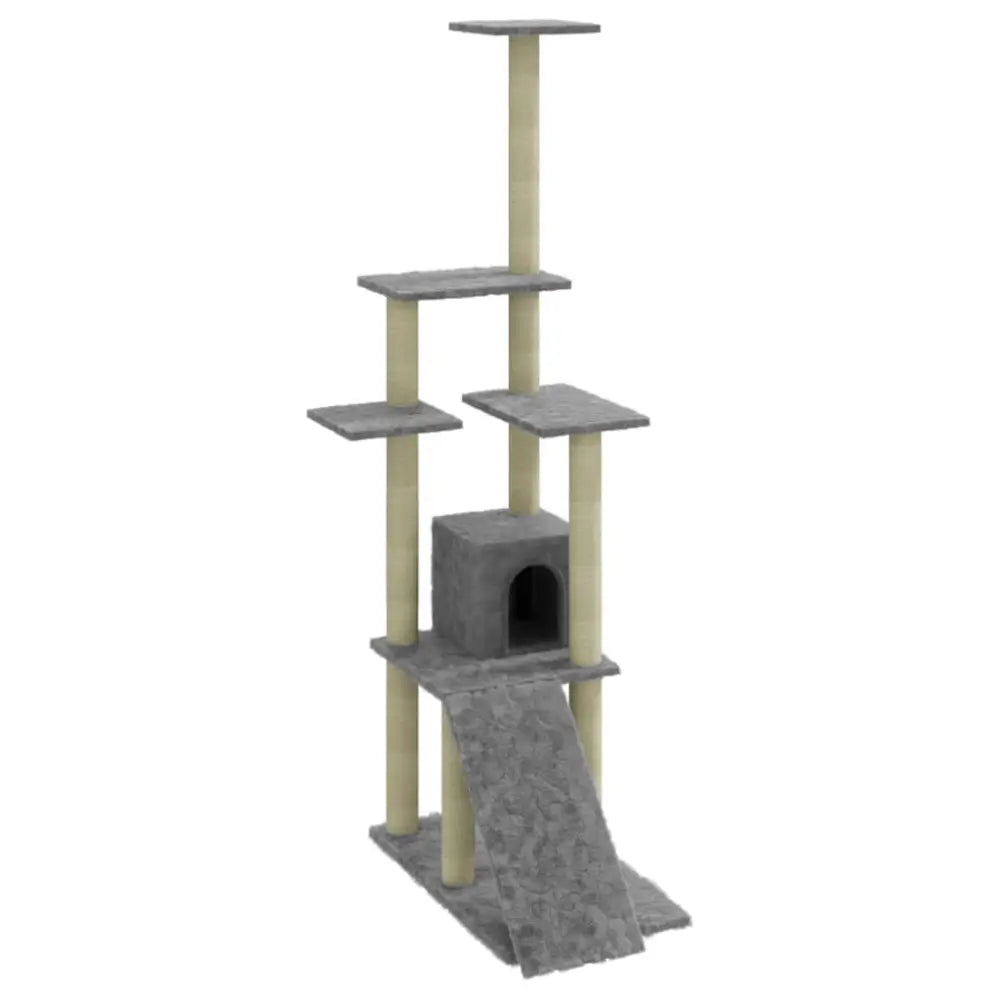 Vidaxl cat tree with sisal scratching posts light grey 155