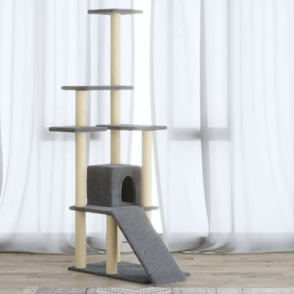 Vidaxl cat tree with sisal scratching posts light grey 155