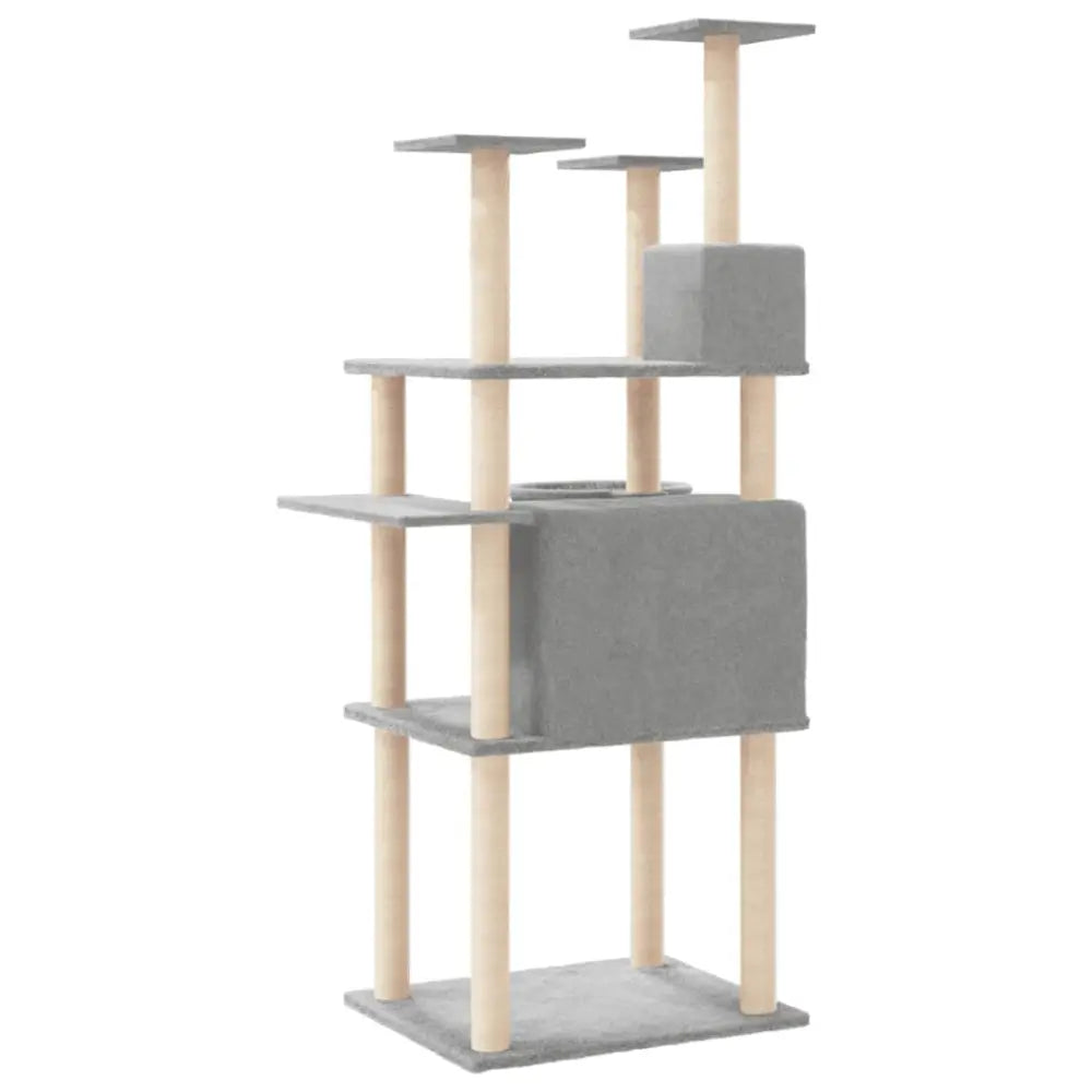 Vidaxl cat tree with sisal scratching posts light grey 166