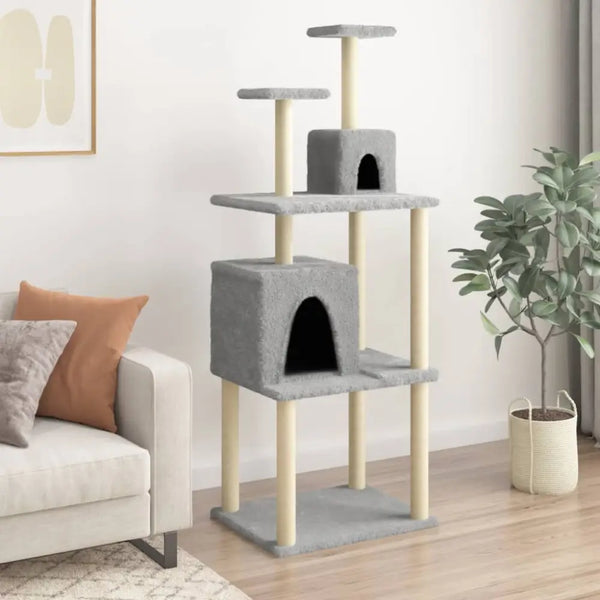 Vidaxl cat tree with sisal scratching posts light grey 167