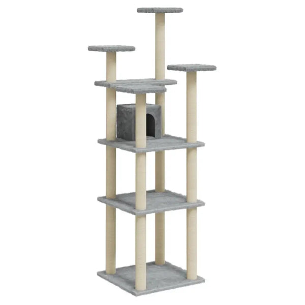 Vidaxl cat tree with sisal scratching posts light grey 171