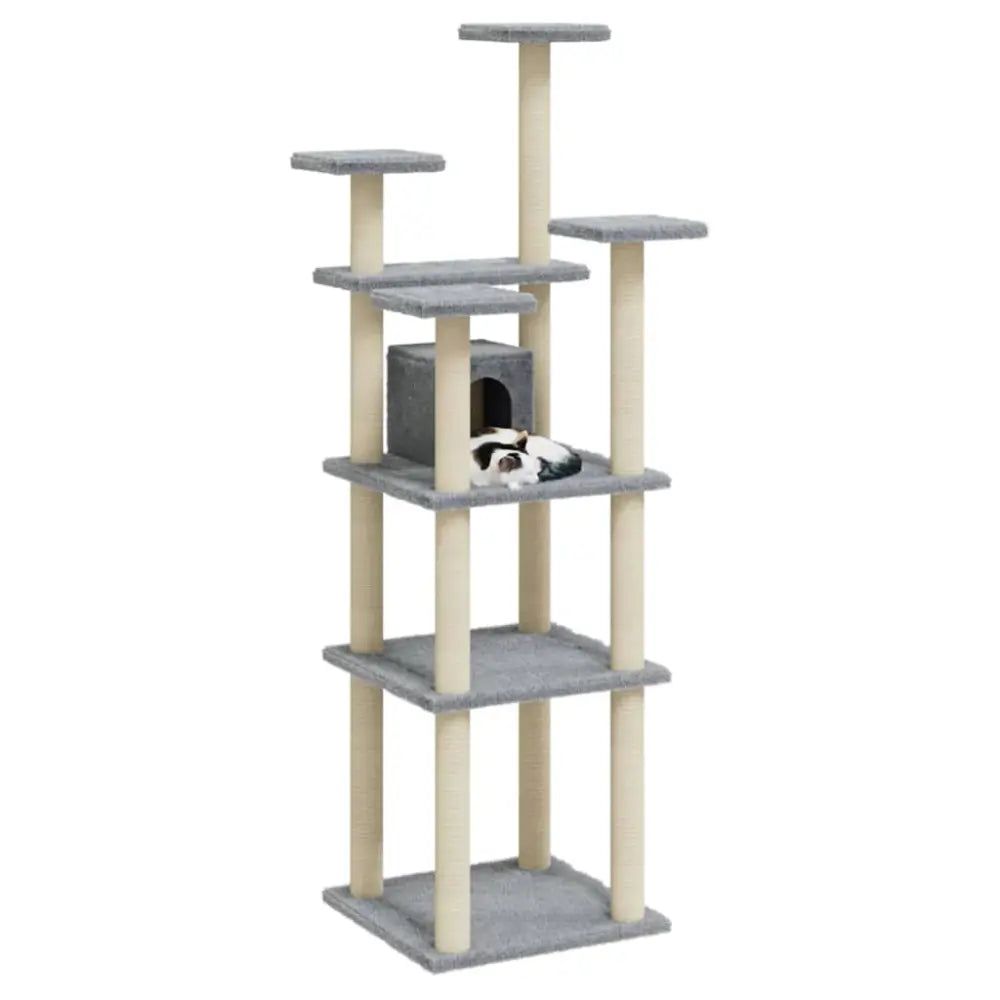 Vidaxl cat tree with sisal scratching posts light grey 171