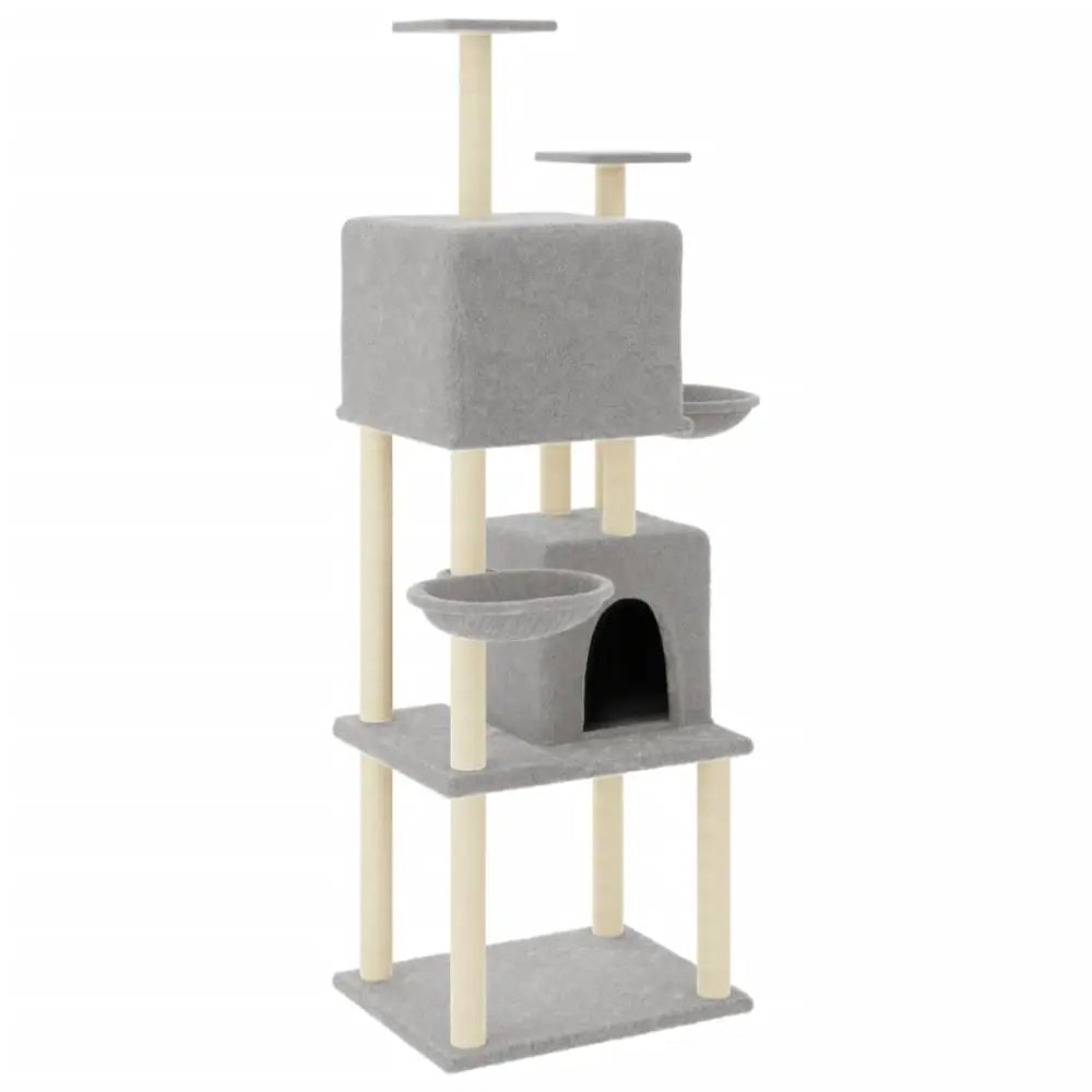 Vidaxl cat tree with sisal scratching posts light grey 180