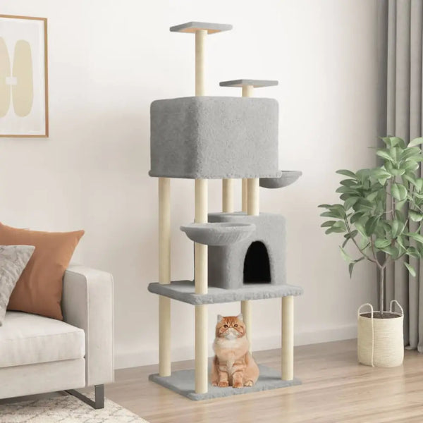 Vidaxl cat tree with sisal scratching posts light grey 180