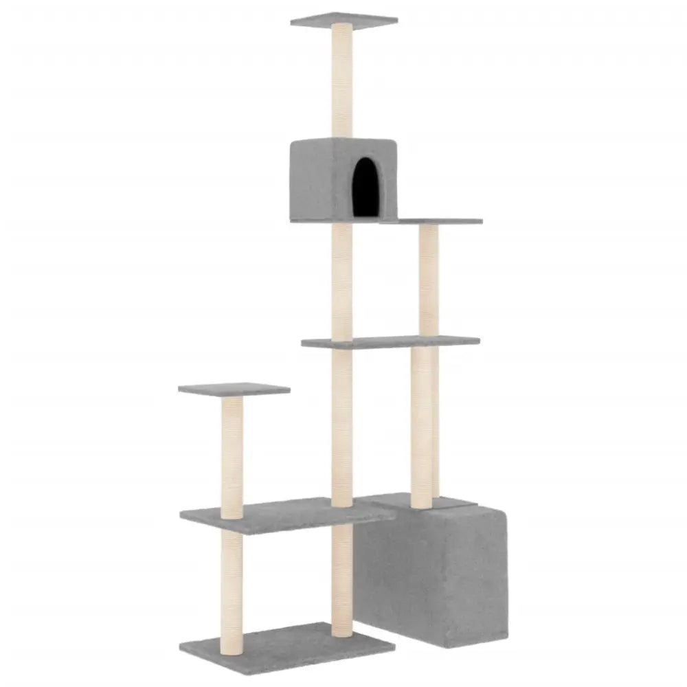 Vidaxl cat tree with sisal scratching posts light grey 180