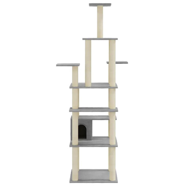 Vidaxl cat tree with sisal scratching posts light grey 183