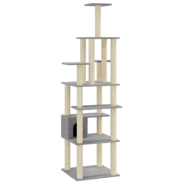 Vidaxl cat tree with sisal scratching posts light grey 183