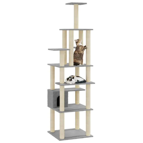 Vidaxl cat tree with sisal scratching posts light grey 183