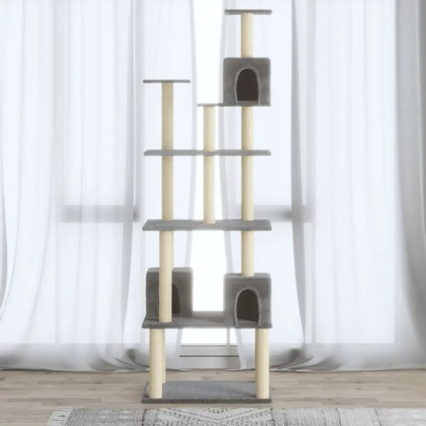 Vidaxl cat tree with sisal scratching posts light grey 188