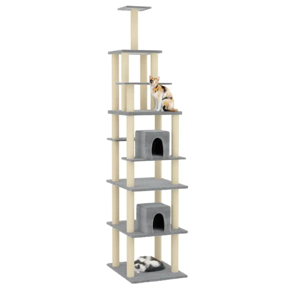 Vidaxl cat tree with sisal scratching posts light grey 216