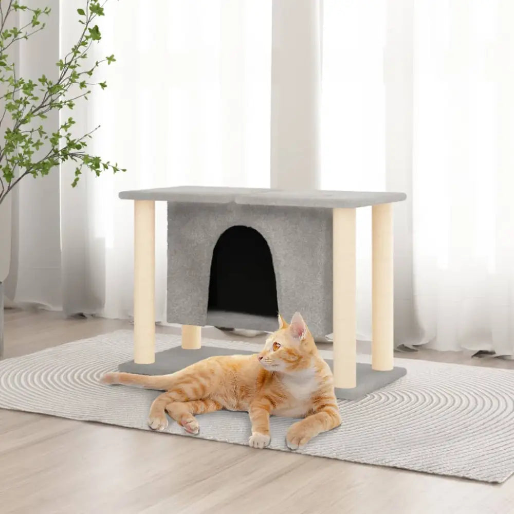 Vidaxl cat tree with sisal scratching posts light grey 50