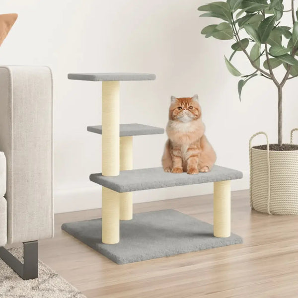 Vidaxl cat tree with sisal scratching posts light grey 61