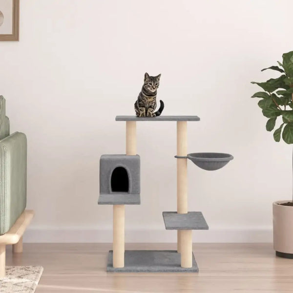 Vidaxl cat tree with sisal scratching posts light grey 82.5