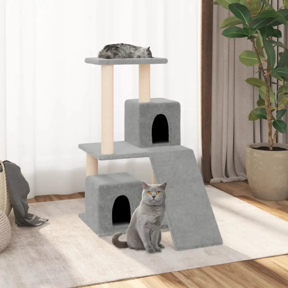 Vidaxl cat tree with sisal scratching posts light grey 82