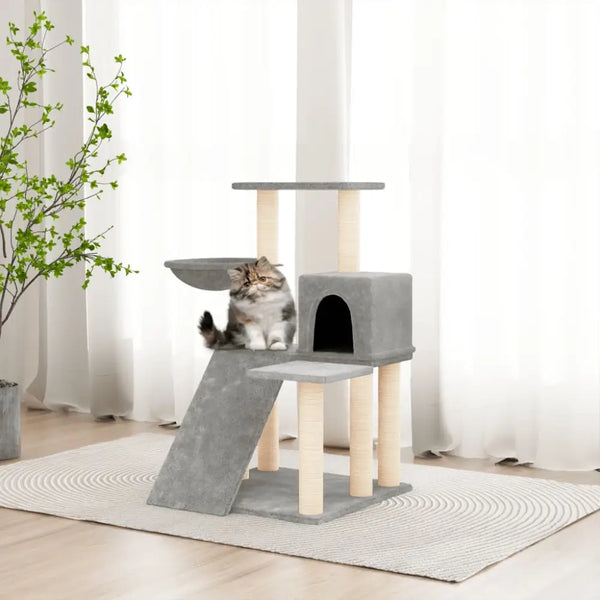 Vidaxl cat tree with sisal scratching posts light grey 82