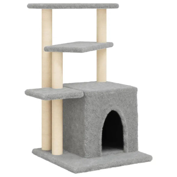 Vidaxl cat tree with sisal scratching posts light grey 83.5