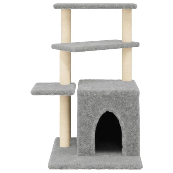 Vidaxl cat tree with sisal scratching posts light grey 83.5