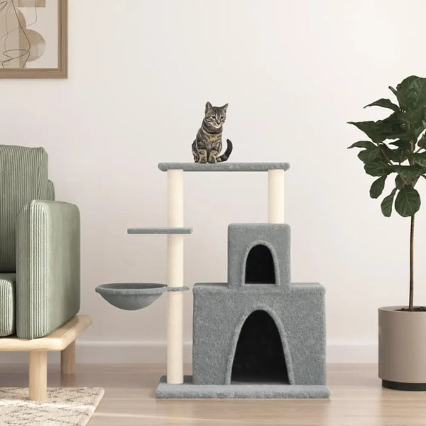 Vidaxl cat tree with sisal scratching posts light grey 83