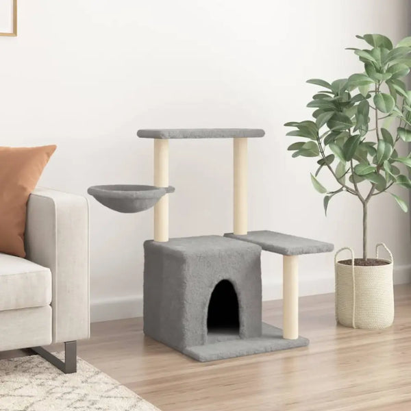 Vidaxl cat tree with sisal scratching posts light grey 83