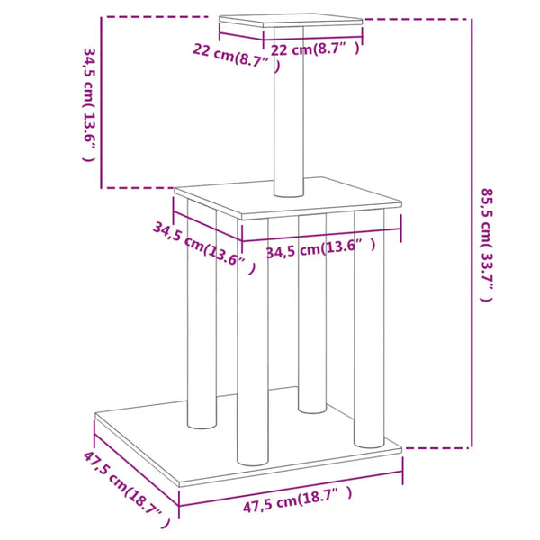 Vidaxl cat tree with sisal scratching posts light grey 85.5