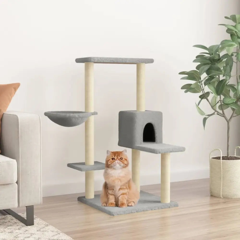 Vidaxl cat tree with sisal scratching posts light grey 95